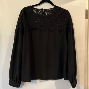 Lulu’s Black Lace Long Sleeve Blouse - L